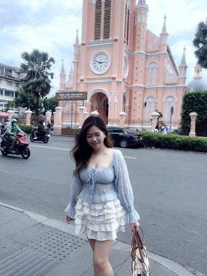 【𝒪𝓊𝓇 𝒮𝓊𝓂𝓂ℯ𝓇 ☀︎ 仙氣感透紗長袖上衣 / 2色】