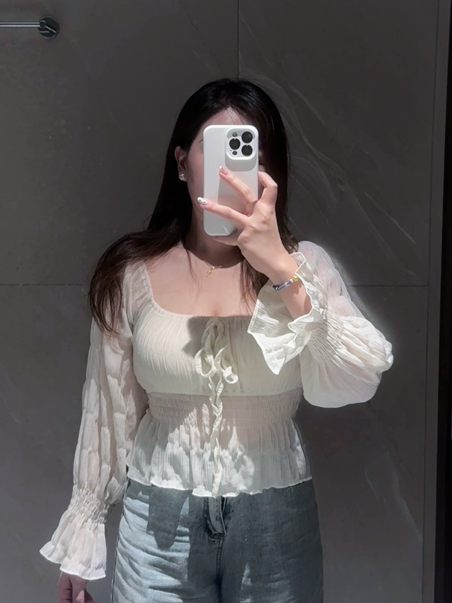 【𝒪𝓊𝓇 𝒮𝓊𝓂𝓂ℯ𝓇 ☀︎ 仙氣感透紗長袖上衣 / 2色】