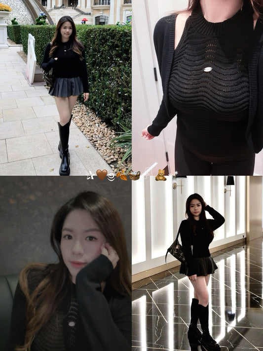 【甜中帶酷波浪針織兩件套🖤】