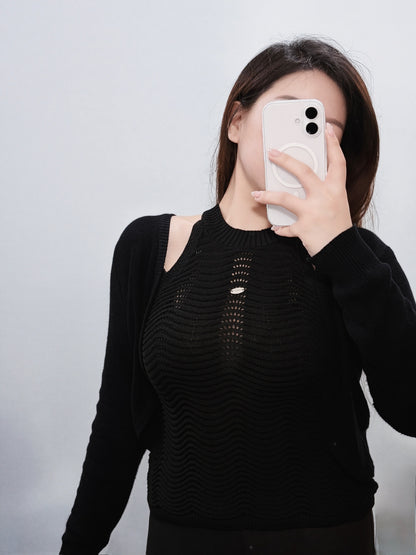 【甜中帶酷波浪針織兩件套🖤】