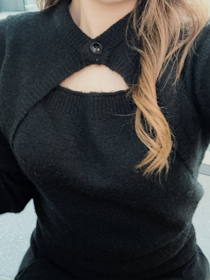 【New Year!! ୨୧兩色入!! 開叉鏤空波萊羅針織衫】