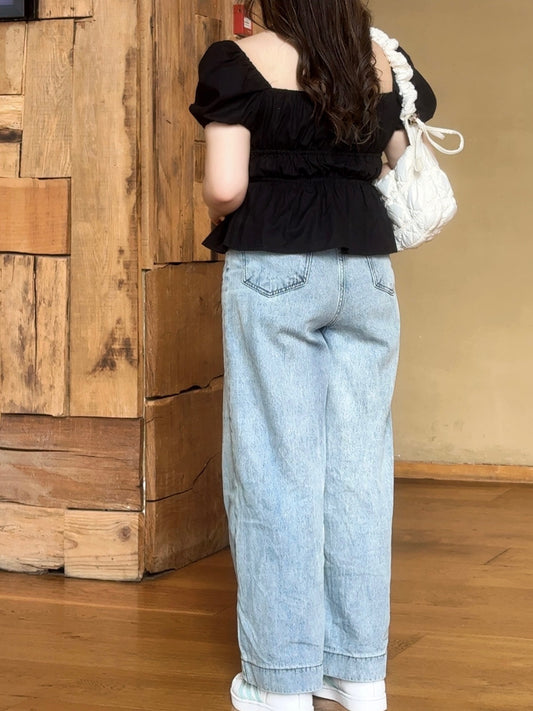 【𝒪𝓊𝓇 𝒮𝓊𝓂𝓂ℯ𝓇 ☀︎復古微闊腳直筒牛仔褲 / 兩色】