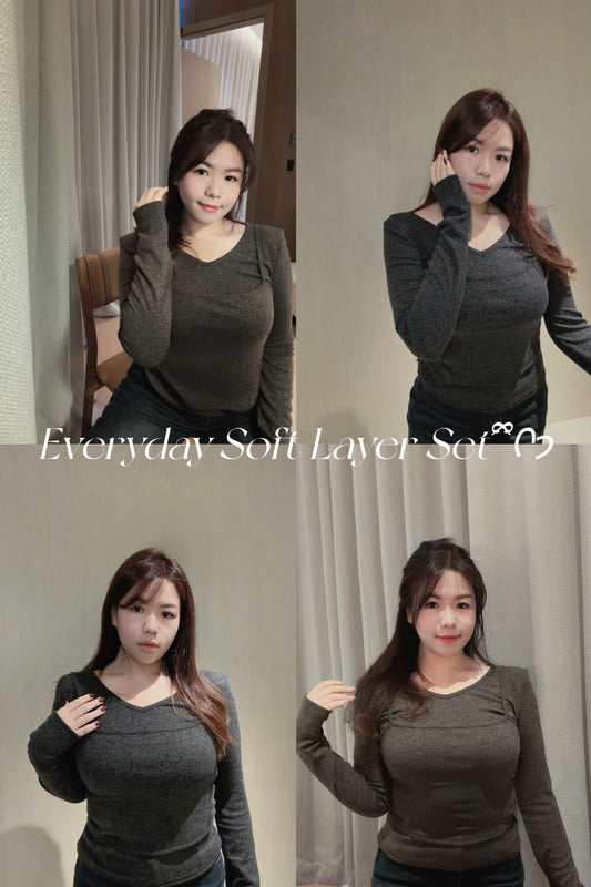 柔軟層次修身兩件套၄၃ *。 【兩色入】